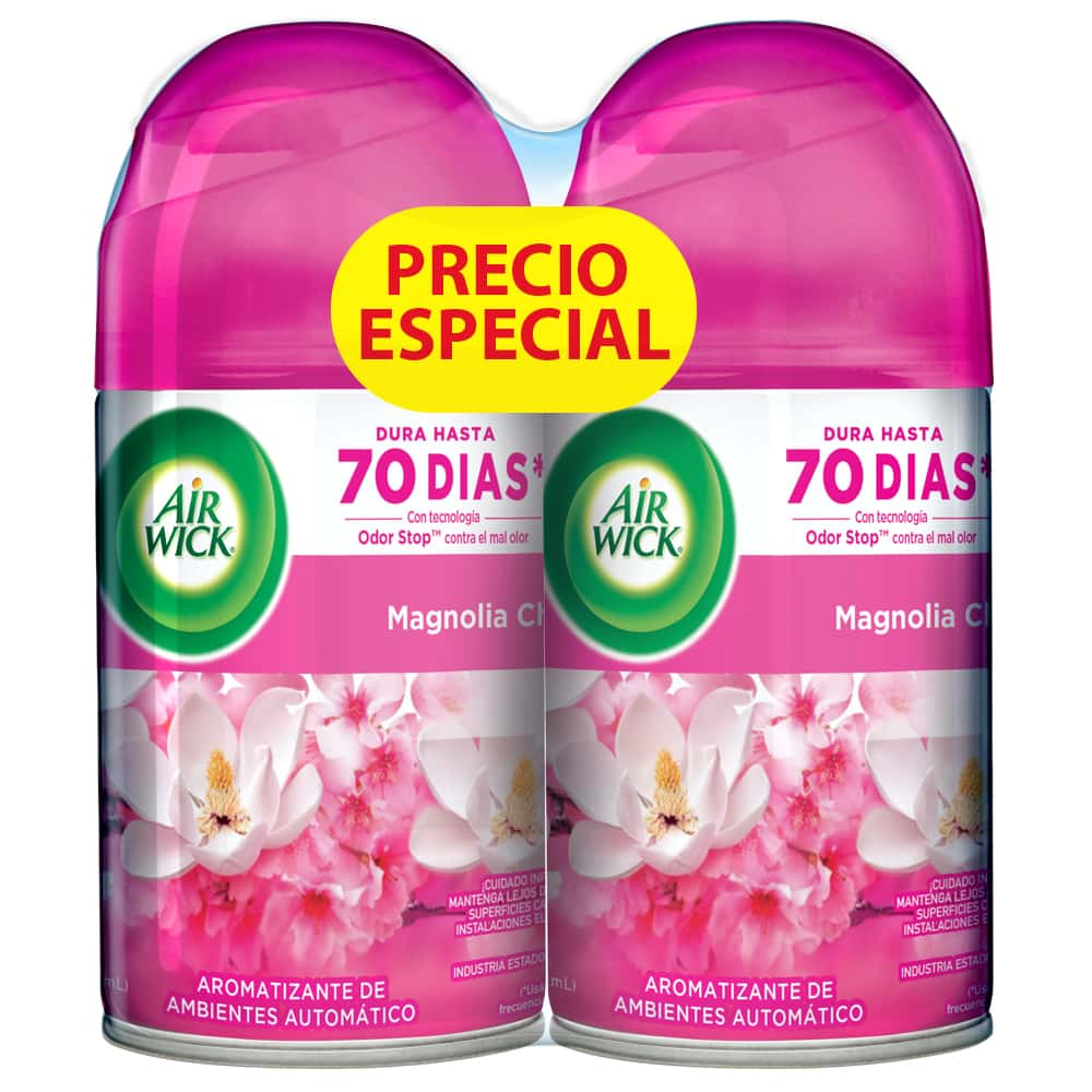 AIR WICK® FRESHMATIC® AROMARIZANTE DE AMBIENTE AUTOMÁTICO MAGNOLIA CHERRY, 2 REPUESTOS 250 mL C/U