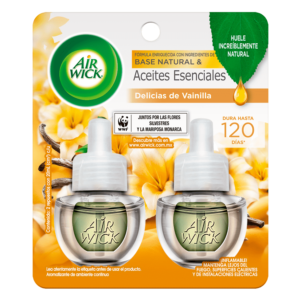 AIR WICK® AROMTAIZANTE DE AMBIENTE CONTINUO DELICIAS DE VAINILLA 2 REPUESTOS 20 ML C/U