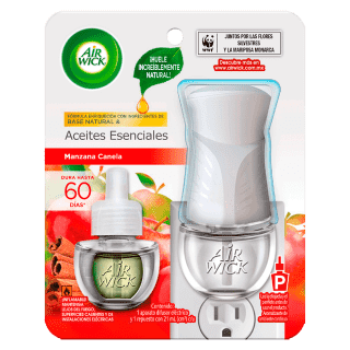 AIR WICK AROMATIZANTE DE AMBIENTE CONTINUO MANZANA CANELA, APARATO DIFUSOR ELECTRICO Y REPUESTO