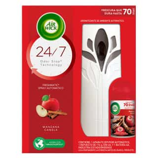 AIR WICK FRESHMATIC AROMARIZANTE DE AMBIENTE AUTOMATICO MANZANA & CANELA, APARATO DIFUSOR AUTOMATICO Y REPUESTO DE 250 mL