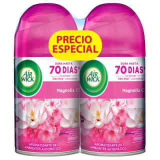 AIR WICK FRESHMATIC AROMATIZANTE DE AMBIENTE AUTOMATICO MAGNOLIA CHERRY, 2 REPUESTOS 250 mL C/U