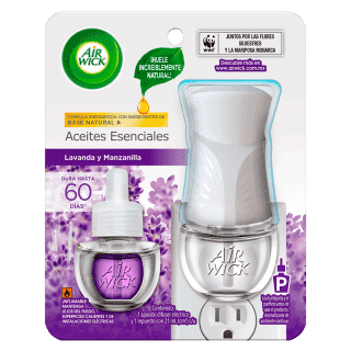 AIR WICK AROMATIZANTE DE AMBIENTE CONTINUO LAVANDA, APARATO DIFUSOR ELECTRICO Y REPUESTO